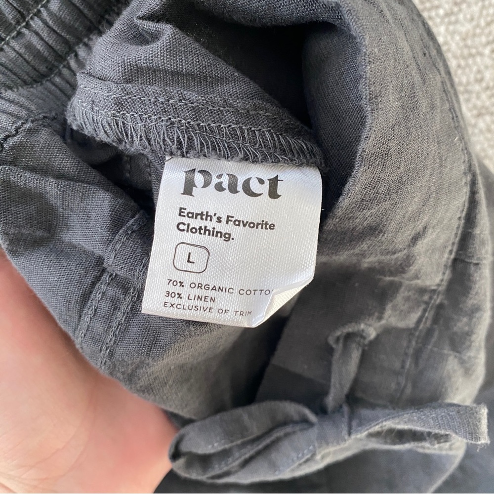 NWT Men's Pact Organic Cotton Linen Pull On Drawstring Shorts Grey Size Large - Picture 6 of 7